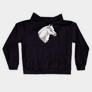 Grey Horse Headshot Kids Hoodie